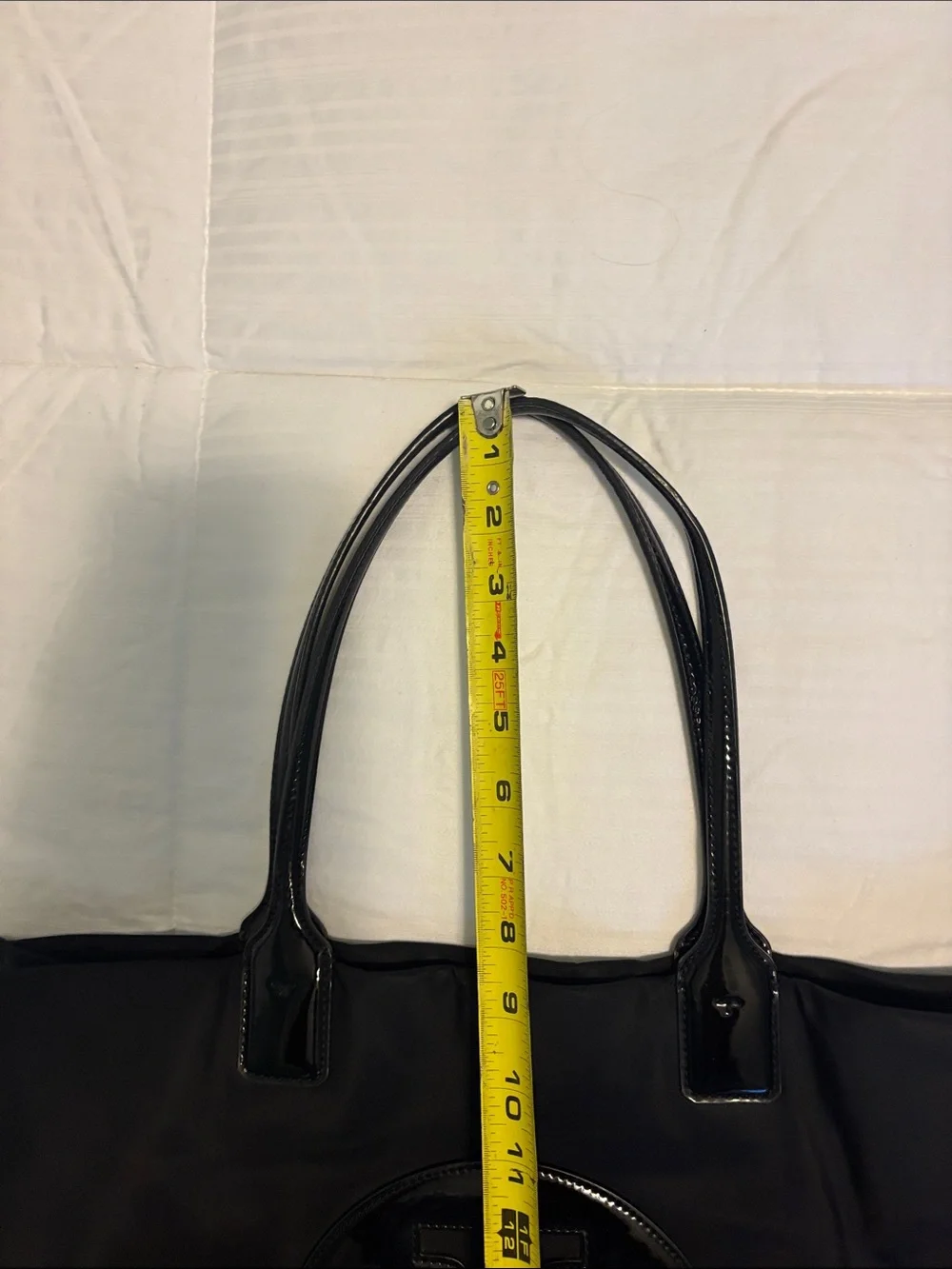 Tory Burch Black Nylon Tote with Patent Trim Large
